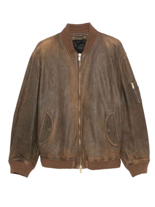 Giacca in pelle imbottita effetto lived-in unisex GOLDEN GOOSE | GUP02489P00216855260